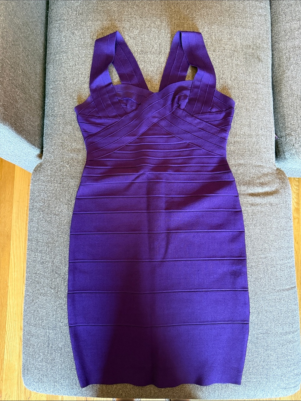 Sleek Purple Bandage Midi Bodycon Dress